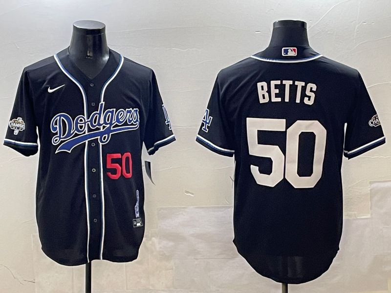 Men Los Angeles Dodgers #50 Betts Black Fashion Game 2025 Nike MLB Jersey style 3067